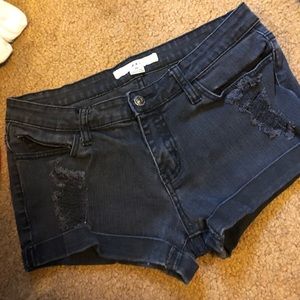 Black denim shorts